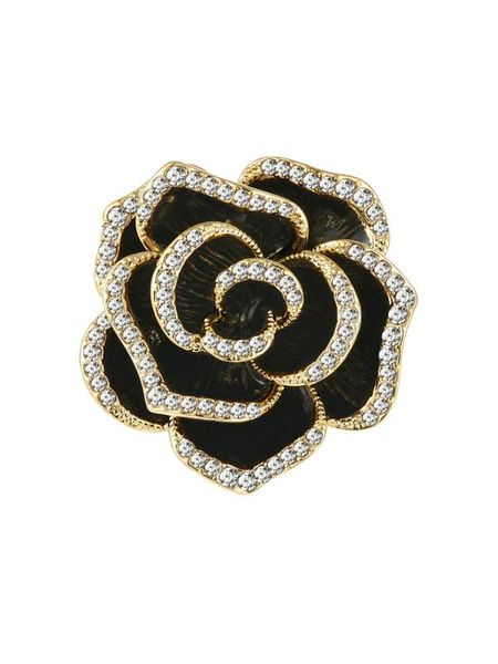 

горный хрусталь черный цветок брошь моды урожай броши булавки элегантные цветочные романтические платья женщин пальто аксессуары подарки, Gray