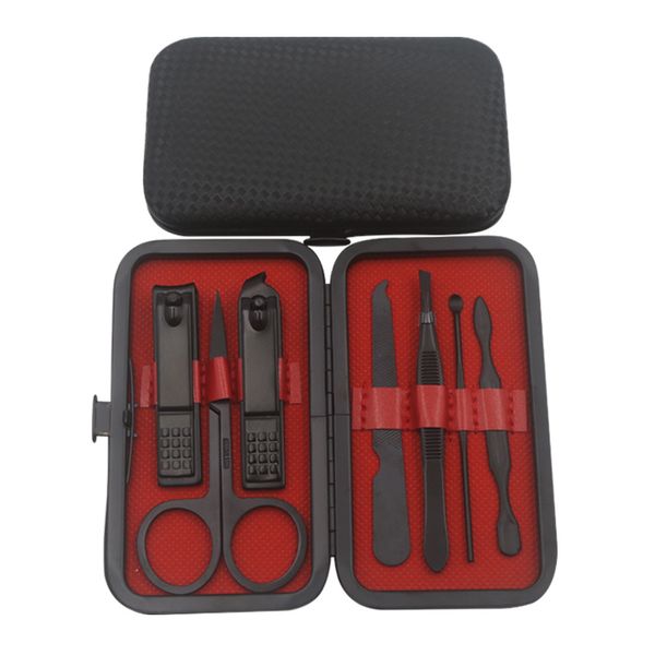

7-piece nail clippers beauty tools 2 times open nail scissors can be customized logo gifts black clippers set
