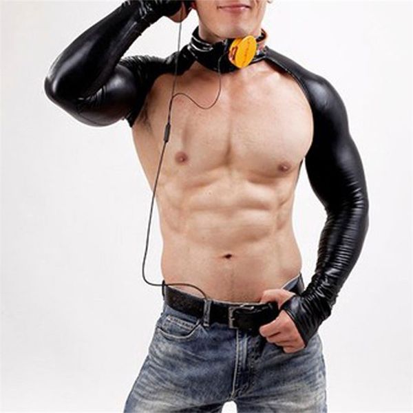 2021 Male Erotic Latex Tops Arm Harness Belt Leather Fetish Men Body ...