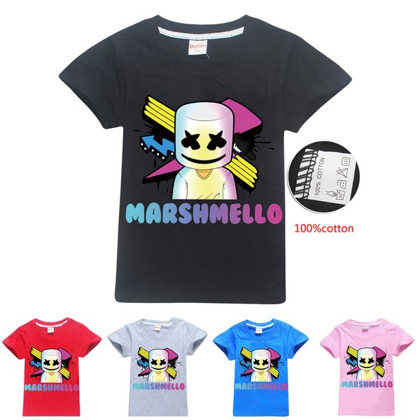 

5 colors 6-14y kids boys 100% cotton t-shirts tees marshmello t shirt dj music kids designer clothes boys kids clothes dhl fj04, Blue