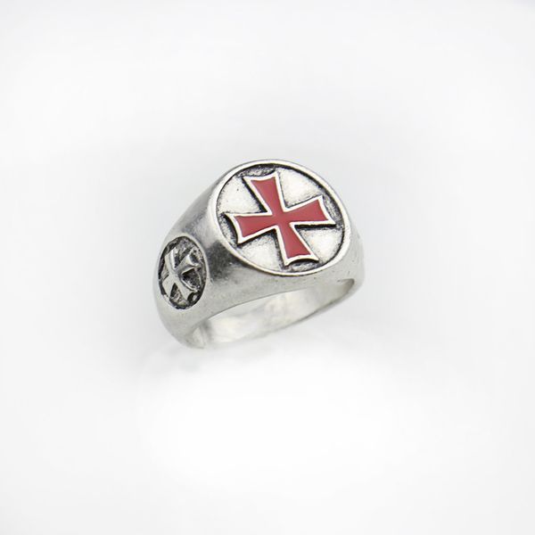 

red enamel cross rings men templar antique silver classic ring cospaly gamer fashion jewelry engagment ring women jewelry, Slivery;golden