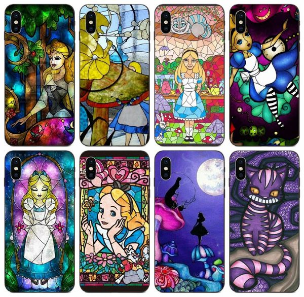 

[tongtrade] stained glass alice in wonderland case for iphone 8s 7s 6 plus x xs 11 pro max galaxy a5 huawei nova 5 sony z5 compact 1pcs case