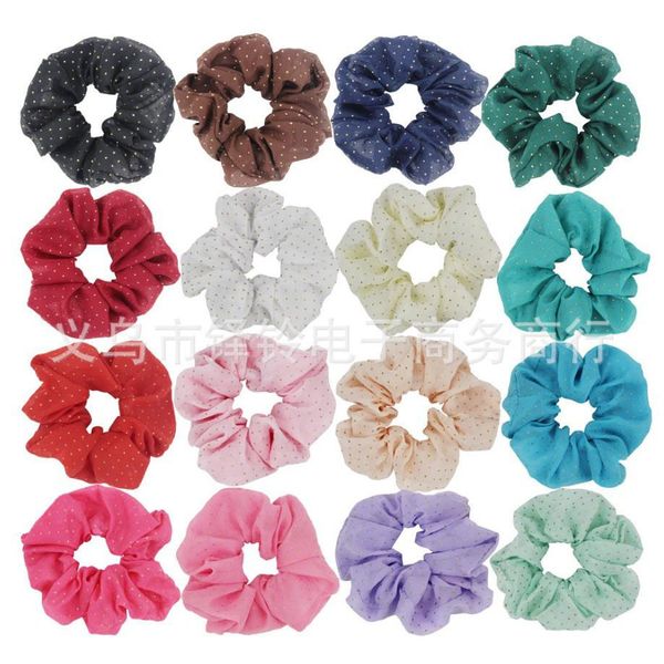 Women Girls Solid Color Chiffon Cloth Elastic Ring Hair Ties