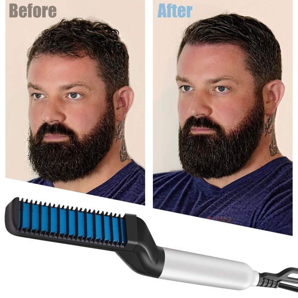 Electric Comb Hair Straightening Brush Portable Men Fast Beard