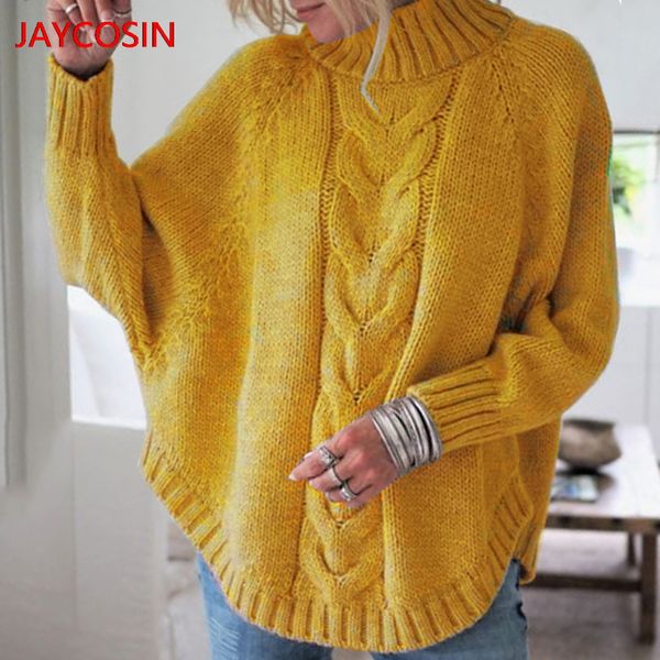 

jaycosin sweater 2019 women solid sweater long sleeve o-neck batwing sleeve knitting new arrival l300807, White;black