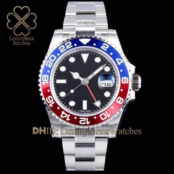 

роскошные мужские часы gmt 24 часа мужские часы 40 мм cal.3135 механизм с автоподзаводом красный синий керамический безель механическое скол, Slivery;brown