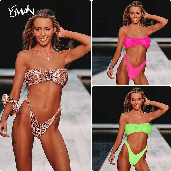 

yisiman extreme brazilian bikini thong 2019 swimwear female bathing suit pleated swimsuit women neon triangle bikini set