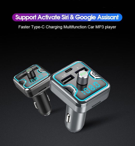 

car mini mp3 player bluetooth 5.0 fm transmitter music player handssupport tf card u-disk qc3.0 fast charging accessories