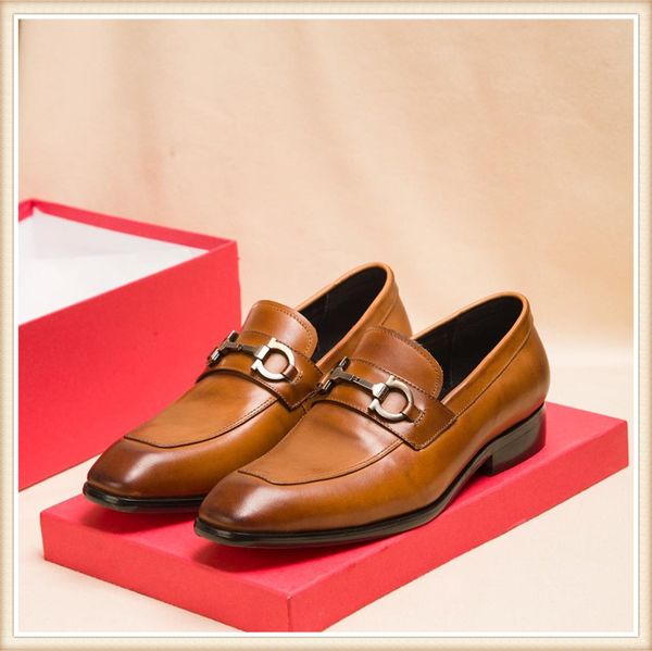 

leather shoes brand designer black brown italian formal dress loafers male's flats outlets men casual shoes leather shoes size 38-45