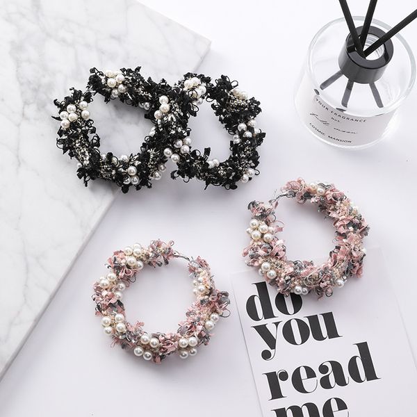 

new fashion women japan korean handmade sweet lace wreath circle hoop earrings simulated pearl beads pendientes jewelry gifts, Golden;silver