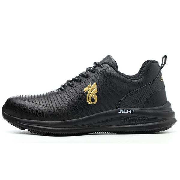 

large size men luxury fashion genuine leather safety shoes construction site worker shoe tooling security boots protect footwear, Black