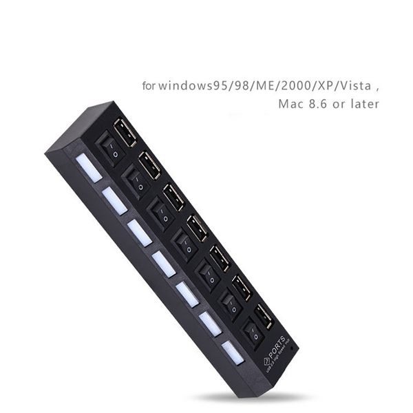 

мульти 7 портов high speed ​​usb 2.0 480mbps usb зарядное устройство концентратор с коммутатор портативный usb разветвитель периферия аксесс