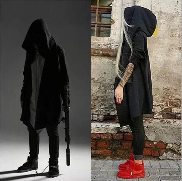 

new autumn fashion hip hop mantle hoodies sweatshirts men women black gown jacket long sleeve cloak men's coats outwear moletom