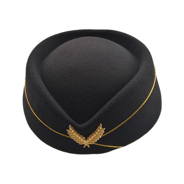 

fashion autumn winter airline stewardess cap imitation wool uniform plane stewardess cap cosplay stage perform women ladies, Blue;gray