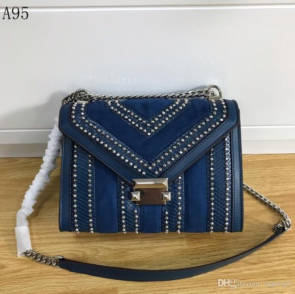 

2018 new women's bag [rose] medium rivet flip envelope bag shoulder diagonal chain bag envelope design style stitching color size: 24x1