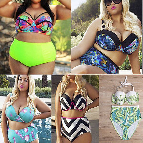 

new print super big size bikinis plus size fat womens bikini sets summer beachwears swimsuits swimwears
