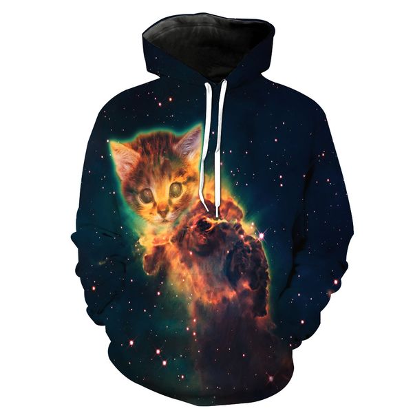 

Wholesale New Autumn and Winter Mens 2019 Luxury Designer Clothes Cat Pattern Print Stereo Pocket Fashion Sports Hoodies Euro Size