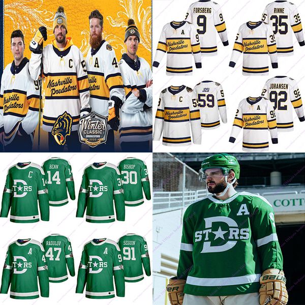 

2020 winter classic dallas stars jersey nashville predators jerseys 91 seguin 14 jamie benn 9 filip forsberg 59 roman josi hockey jersey, Black;red