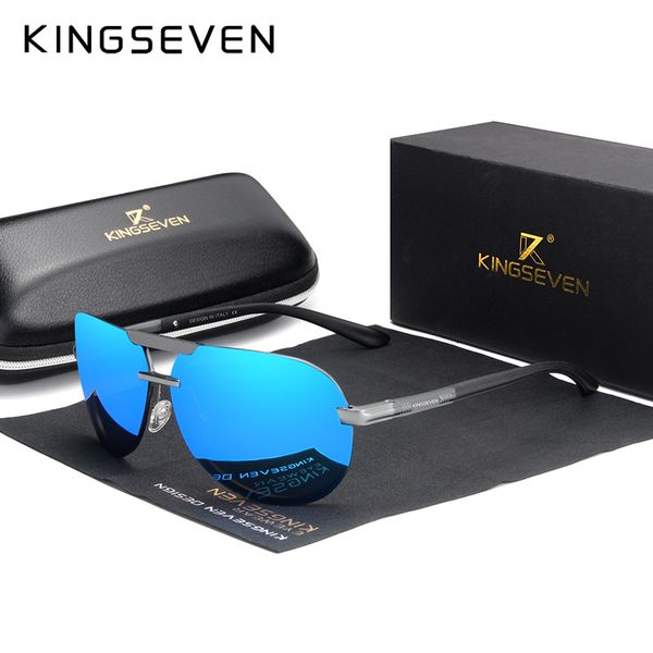 

kingseven original polarized sunglasses men women pilot driving aluminum+tr90 sun glasses goggle uv400, White;black