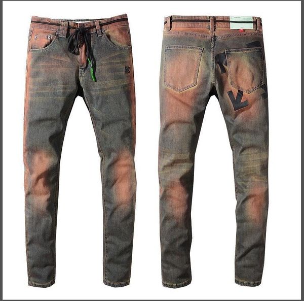 

2020 известный бренд мужской промытый дизайн повседневный тонкий летний деним стрейч джинсовые узкие джинсы прямые байкерские узкие джинсы р, Blue