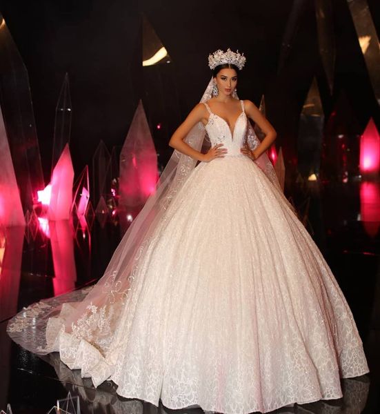 

ivory lace ball gown vintage plus size wedding dresses bridal gowns 2019 spring wedding gowns abito da sposa mariage with long veil, White