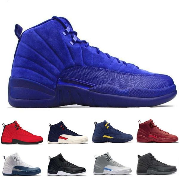 

12 12s basketball shoes college navy winterized wool bordeaux white black dark grey flu game playoff french blue gym red sports j12 seankers