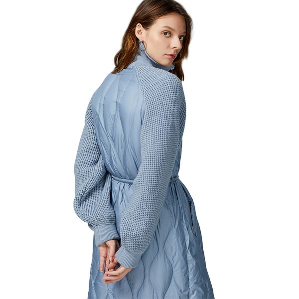 

women's down jacket knit sleeve winter jacket women long coats collar large size jackets warm coat fashion leisure, Black