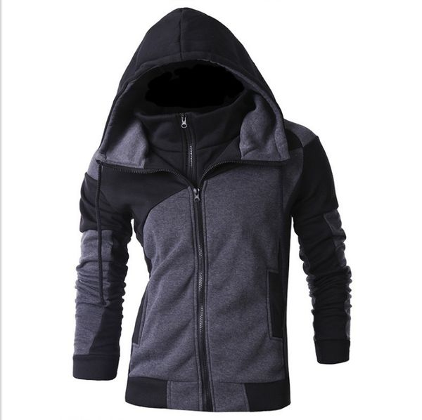 

wholesale men's cardigan hoodies designer for autumn winter new arrival men's slim hooded fashion stitching sweater men's coa, Black