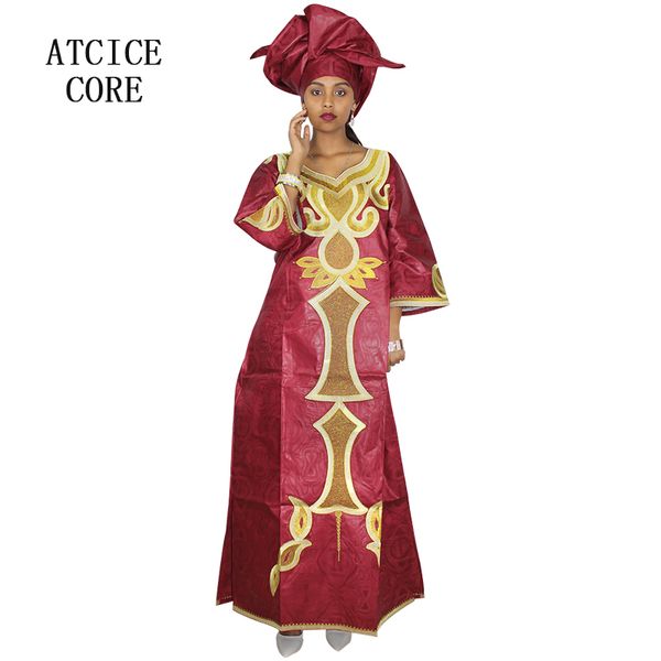 

african dresses for women 100% cotton african basin riche embroidery design traditional dress a214#, Red