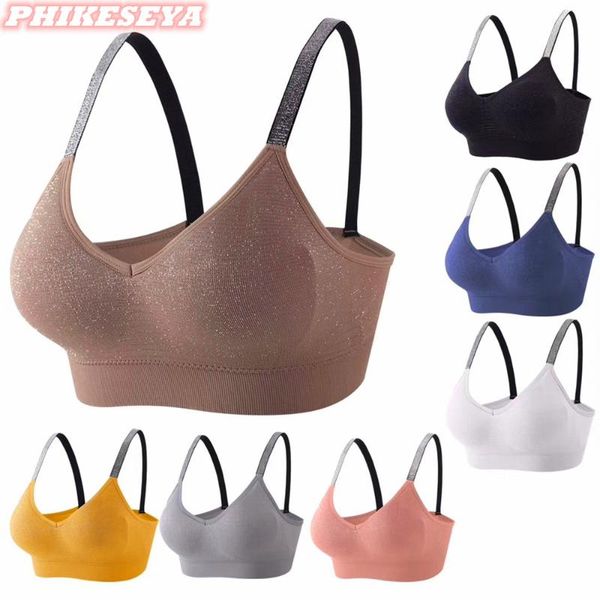 

women fitness yoga sports bra girl's seamless breathable athletic vest quick dry sport bra for running gym 7 colors, White;black