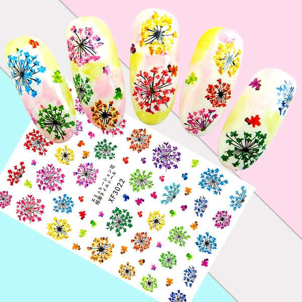 

japanese nail art decoration flower lovely nail supply sticker self-adhesive sunflower stickers decal beautiful flower tips art, Black