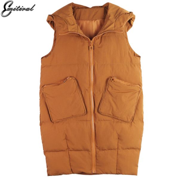 

emitiral 2017 autumn winter women cotton coat khaki green black hooded cotton vest plus size 4xl casual women outwear jackets, Black;white