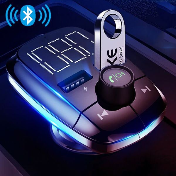 

jinserta large screen fm transmitter handskit car mp3 player u-disk tf audio receiver adapter with dual usb fast charger