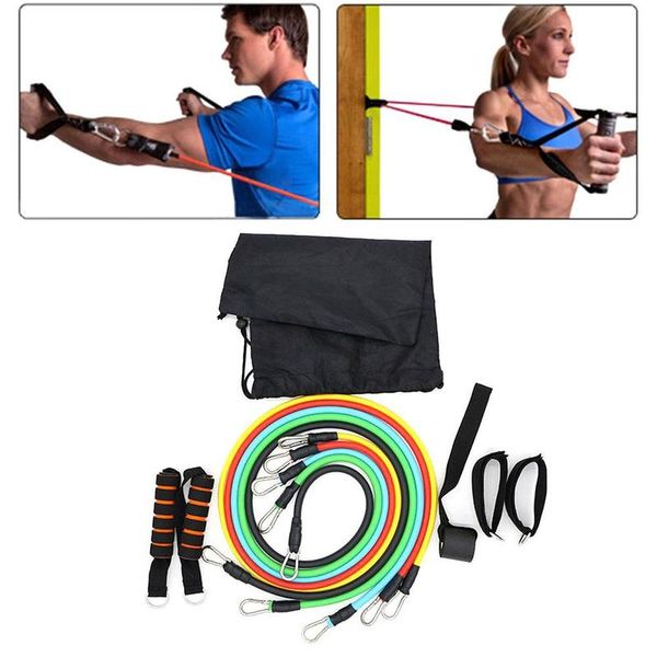 

11pcs fitness pull rope resistance band elastic fitness trainer combination auxiliary tension rope set workout equipment