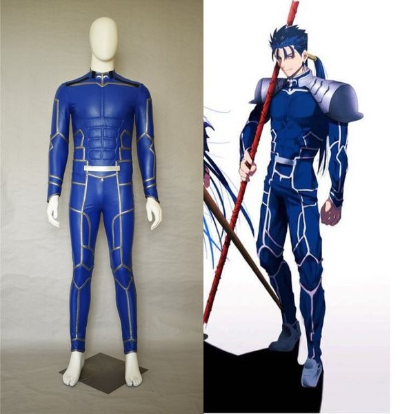 

новый 2019 fate / extra stay night lancer косплей костюм chulainn pu кожаный комбинезон хэллоуин взрослые костюмы для женщин / мужчин индиви, Black