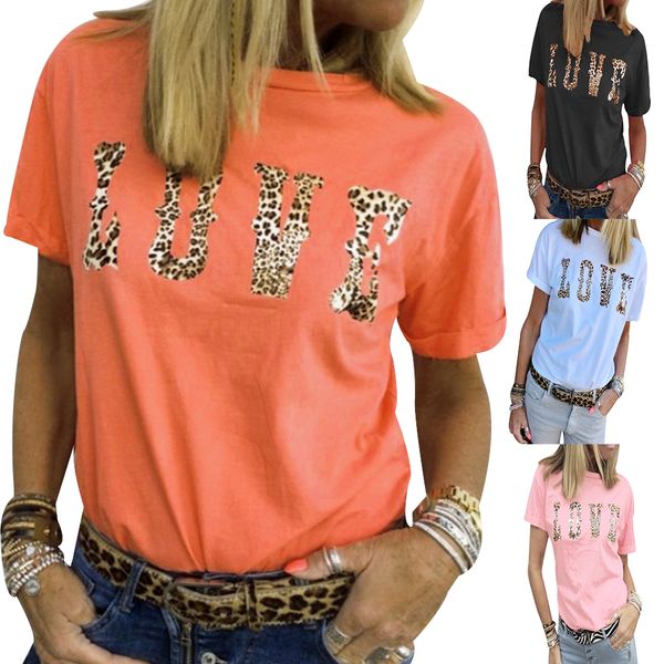 

summer leopard letter print harajuku t shirt women clothes short sleeve oneck tee shirt femme casual tshirt streetwear, White