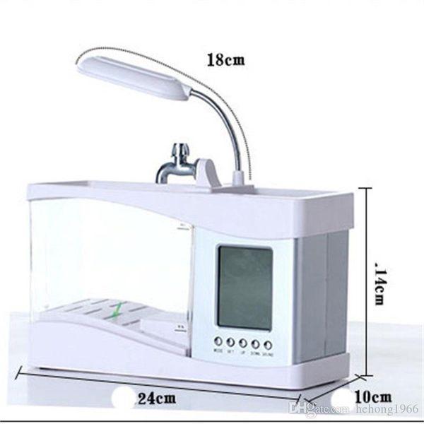 Multifunction Aquarium Light Led Clock Mini Usb Lcd Desktop Lamp