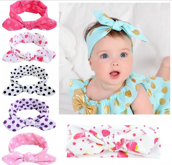Large Wide Strawberry Dot Kitty Bowknot Hair Band Baby Girls Bow
