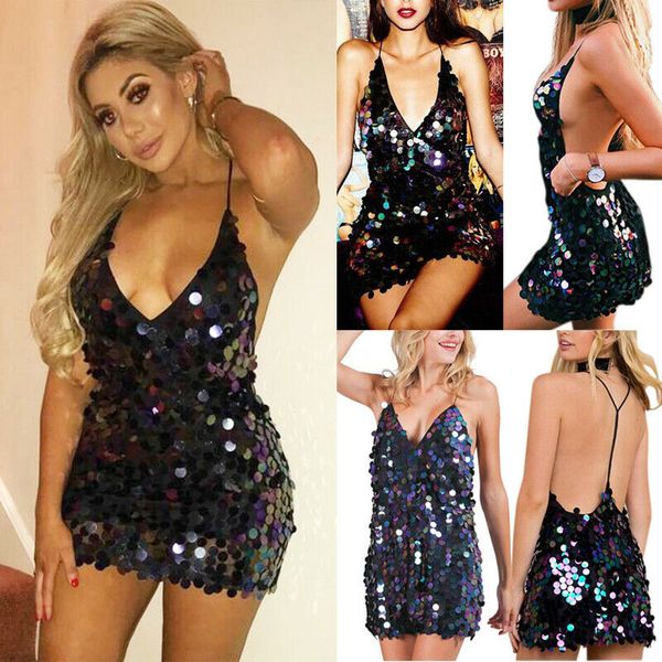 

новая мода женщины sexy backless блестки платья женские бинты bodycon рукавов клуба партии мини платье короткое, Black;gray