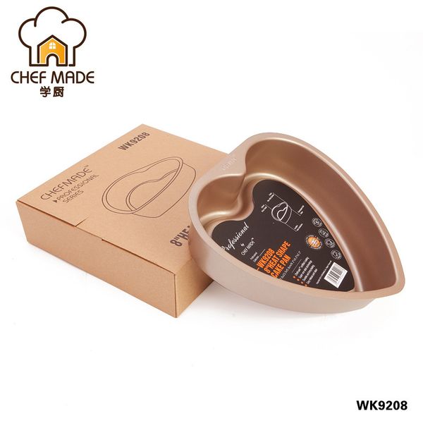 

chef made gold 8 inch convex bottom non stick heart-shaped cake mold professional series baking pan cake molds pans mold
