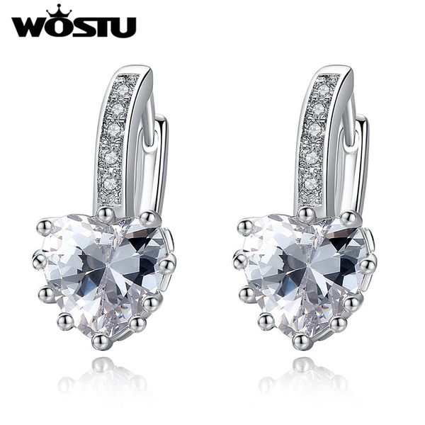 

wholesale brand fashion gorgeous heart hoop earring for women with cz luxury white gold color earring jewelry, Golden;silver