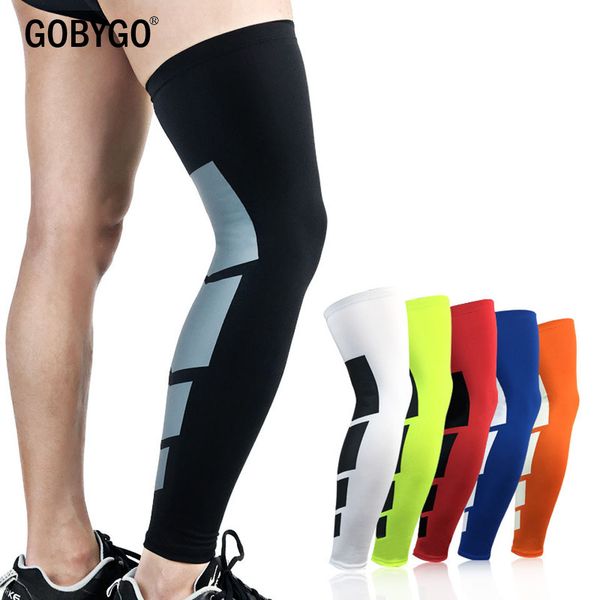 

gobygo 1pcs outdoor sport cycling leg sleeve long knee support protector gear crashproof antislip compression sleeve, Black;gray