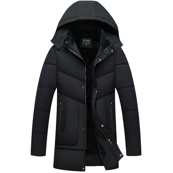 

mid long parka man / женщины зимнее пальто черный толстый теплый подарок капюшоном утепленная плюс размер ветровка 5xl 2019 winter отца, Black