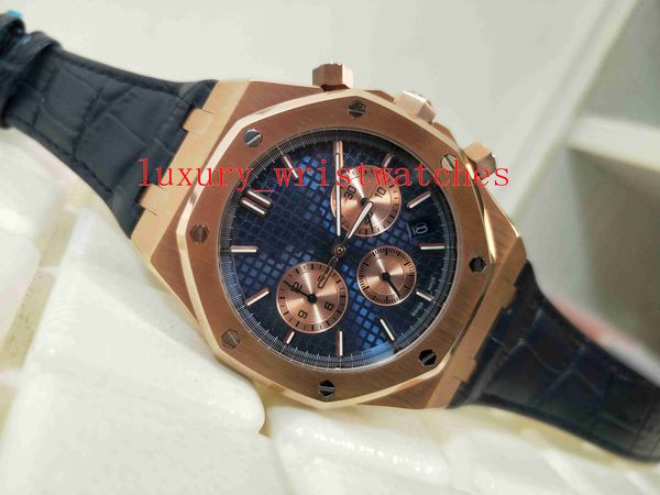 

excellent good wristwatches 41mm 26331or.oo.d315cr.01 18k yellow gold leather bands strap vk quartz chronograph working mens watch watches, Slivery;brown