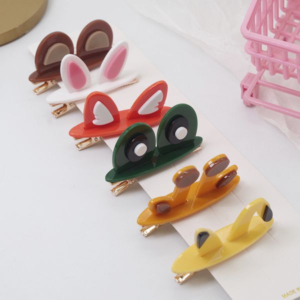 

new korean children creative cute acrylic cartoon animal duckbill clip fashion simple girl princess hairpins hair accessories, Slivery;white
