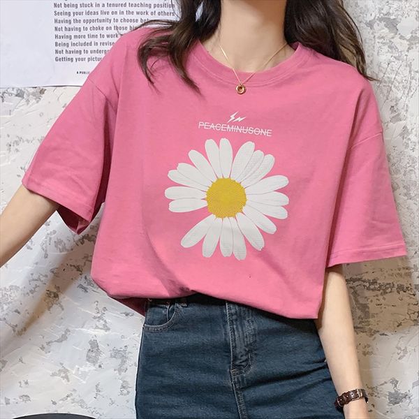 

2020 daisy short-sleeved t-shirt women's loose ins fashion 2020 daisy short-sleeved t-shirt women's loose ins fashion, White