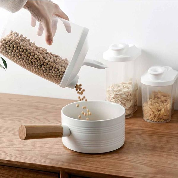 

1pc storage box clear контейнер с залить люки кухня sealed сушеные фрукты cereal grains tank storage box # t5p