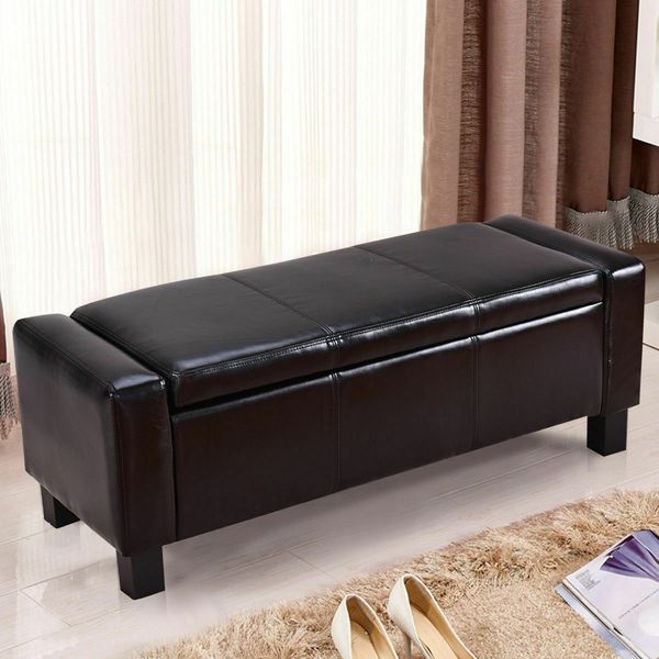 2019 43 Pu Leather Ottoman Bed Bench Storage Footstool