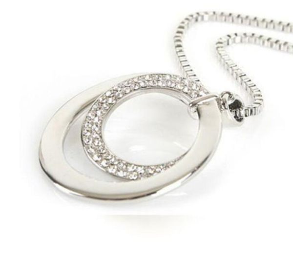 

long chain women necklace fashion crystal rhinestone silver plated pendant necklace gift jewelry accessories torque choker