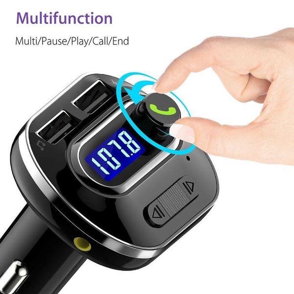 

car aux auto receiver fm adapter kit handswireless bluetooth fm transmitter lcd mp3 player usb charger 2.1a hands free